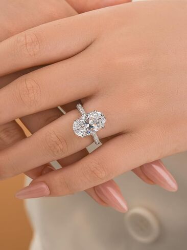 8.0CT خاتم الخطوبة ذو القطع البيضاوي الممتاز، D-Color VVS Big CZ Gemstone 925 خاتم الوعد من الفضة الاسترليني in Saudi Arabia