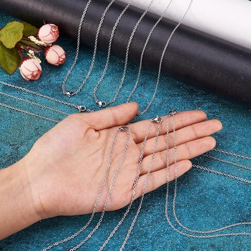 20Pcs 304 Stainless Steel Necklace Chains 19.69 inch Non-Tarnish Cable Link Chains with Lobster Clasps for Men Women DIY Jewelry Making, 1.5mm Thick in Saudi Arabia