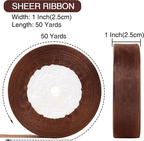 1 Inch x 50 Yards Sheer Organza Ribbon Chiffon Ribbon for Gift Wedding Flower Bouquet Wrapping Decorations Crafts (Blue) in Saudi Arabia