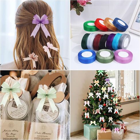 1 Inch x 50 Yards Sheer Organza Ribbon Chiffon Ribbon for Gift Wedding Flower Bouquet Wrapping Decorations Crafts (Blue) in Saudi Arabia