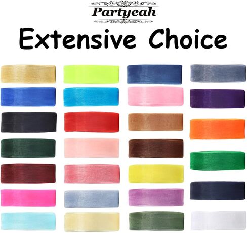 1 Inch x 50 Yards Sheer Organza Ribbon Chiffon Ribbon for Gift Wedding Flower Bouquet Wrapping Decorations Crafts (Blue) in Saudi Arabia