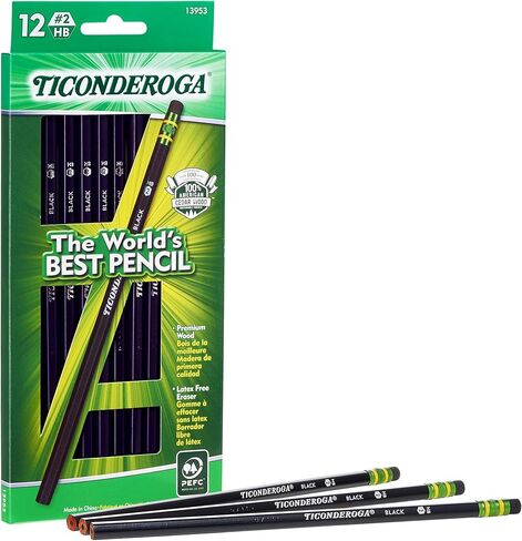 Ticonderoga Wood-Cased Pencils, Unsharpened, 2 HB Soft, Black, 24 Count in Kuwait