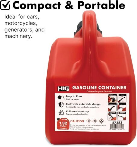 LAUCO Portable Marine Fuel Tank Caddy – 5 Liter Wheeled Gas & Diesel Container with Transfer Hose and Nozzle, Mobile Fuel Storage for Boats, Docks, Farm, Shop & Garage 87252 in Saudi Arabia