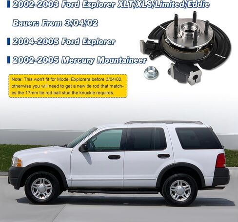 Rear Left Steering Knuckle for 2002-2005 Ford Explorer Mercury Mountaineer 2003 2004 Driver Side Steering Knuckle & Wheel Bearing Hub Assembly Replacement in Kuwait