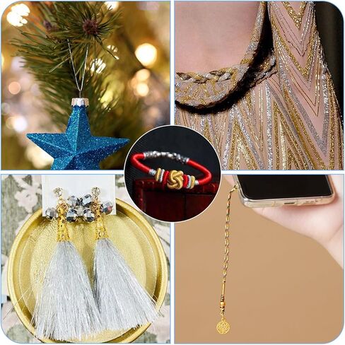 4pcs 0.1mm Metallic Thread Gold Silver Embroidery Rope Machine Embroidery Friendship Bracelets Cords Ornament Wire for Computerized Sewing Craft Jewelry Making in Saudi Arabia