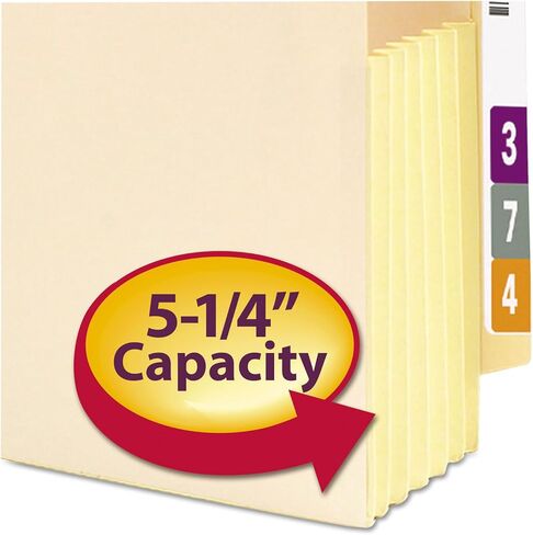 جيب ملفات Smead End Tab، علامة تبويب مستقيمة معززة، توسيع 5-1/4 بوصة، مجمعة Tyvek®-Lined®، حجم الحروف، مانيلا، 10 لكل صندوق (75174) in Saudi Arabia