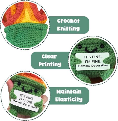 Emotional Support Dumpster Fire Crochet Plush – Funny Handmade Crochet Dumpster Fire Toy with Card, Stress Relief Desk Decor Gift for Coworkers or Friends in Saudi Arabia