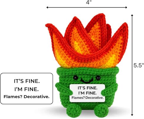 Emotional Support Dumpster Fire Crochet Plush – Funny Handmade Crochet Dumpster Fire Toy with Card, Stress Relief Desk Decor Gift for Coworkers or Friends in Saudi Arabia