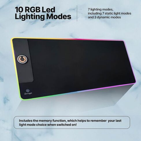لوحة ماوس للألعاب بشحن لاسلكي RGB بقدرة 15 وات، لوحة ماوس LED 900 × 400 × 4 مم، أوضاع إضاءة كبيرة جدًا قاعدة ماوس مطاطية غير قابلة للانزلاق حصيرة لوحة مفاتيح الكمبيوتر للألعاب، ماك بوك، الكمبيوتر الشخصي، الكمبيوتر المحمول، المكتب in Saudi Arabia