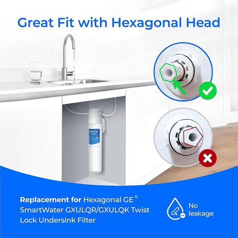 Waterdrop GXULQR, FQK1R Under Sink Replacement Filter, Replacement for Hexagonal Head GE SmartWater GXULQR, GXULQK and GXK140TNN, 2K Gallons (Pack of 1) in Saudi Arabia