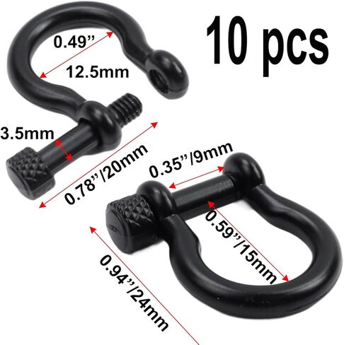 Semetall 10 قطع معدنية على شكل حرف D 15 مم على شكل حدوة حصان حلقات مفاتيح برغي في القيد على شكل حرف U حلقة على شكل حرف D لملحقات الحرف الجلدية DIY، فضي عتيق in Kuwait