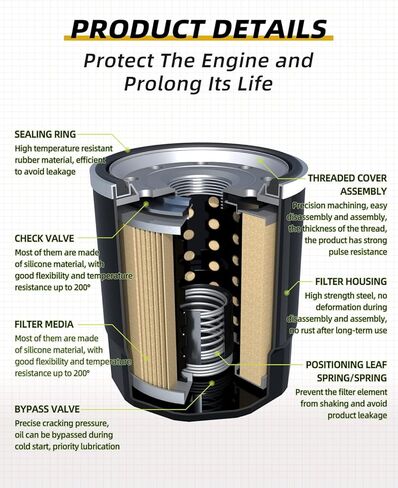 16097-0008 Oil Filter Compatible for Kawasaki Ninja 300 400 500 650 1000 Prairie 300 360 400 Bayou 400 Vulcan 2000 1700 1600 1500 900 800 750 650 500 ZX-10R ZX-7 ZX-6 ZX-14R… in Kuwait