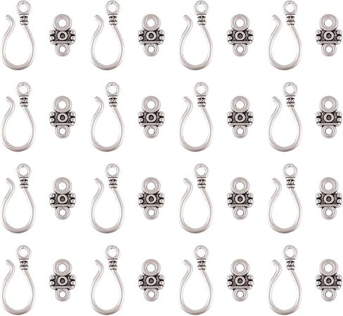 20 Sets Antique Silver S Hook Eye Clasps Tibetan Metal Toggle Clasps Closure End Clasp for Bracelet Necklace Jewelry Making in Saudi Arabia