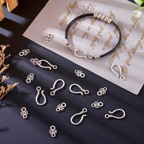 20 Sets Antique Silver S Hook Eye Clasps Tibetan Metal Toggle Clasps Closure End Clasp for Bracelet Necklace Jewelry Making in Saudi Arabia
