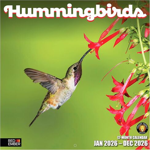 RED EMBER Hummingbirds 2026 Wall Calendar 12 Month | 12" x 24" Open | Thick & Sturdy Paper | Holiday Gift | Bird Calendar 2026 in Saudi Arabia