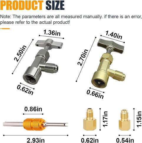 R134A Can Tap Kit, Brass R134 Self-Sealing & Single Puncture Refrigerant Can Taps with Valve Core Removal Tool & Convert Adapters, Automotive AC System Charging Accessory for Most Cars (1Set) in Saudi Arabia