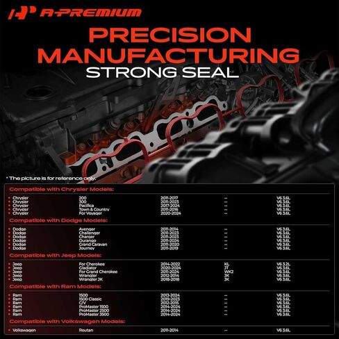 A-Premium Lower and Upper Engine Intake Manifold Gasket Set Compatible with Chrysler, Dodge, Jeep, Ram, VW - Grand Cherokee, Town & Country, 300, Durango, Challenger, Wrangler, ProMaster 3500, V6 3.6L in Saudi Arabia
