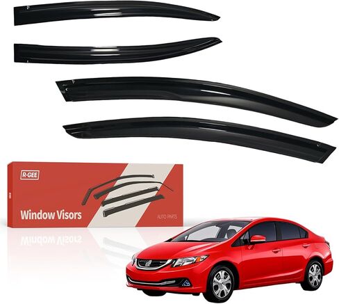 R-GEE Out-Channel Window Rain Guards Fit for Honda Civic Sedan 2012-2015 4-Door, Extra Durable Window Deflectors, Outside-Mount Vent Window Visors Exterior Car Accessories, 4 Pieces in Saudi Arabia