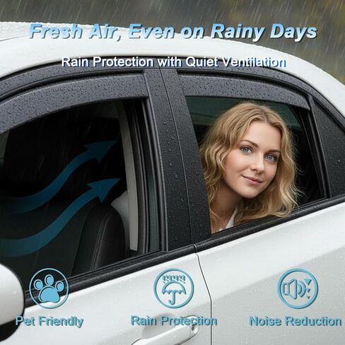 R-GEE Out-Channel Window Rain Guards Fit for Honda Civic Sedan 2012-2015 4-Door, Extra Durable Window Deflectors, Outside-Mount Vent Window Visors Exterior Car Accessories, 4 Pieces in Saudi Arabia