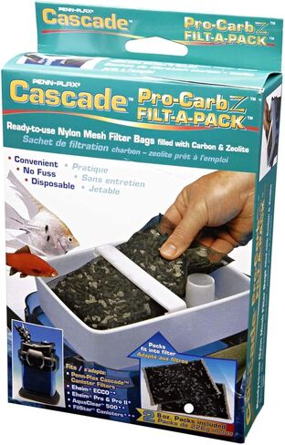أكياس وسائط مرشحة لحوض السمك من Penn-Plax Cascade Pro-Z، مصممة لجميع احتياجات الترشيح - 8 أونصة - عبوتان in Kuwait