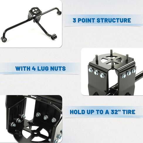 ECOTRIC Spare Tire Mount Rack Carrier Holder Compatible with 2017-2025 Can-Am Maverick X3 Turbo X3 Max R Ds Steel Hold Up to 32" Tire UTV Powder Coated in Saudi Arabia