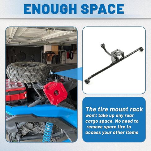 ECOTRIC Spare Tire Mount Rack Carrier Holder Compatible with 2017-2025 Can-Am Maverick X3 Turbo X3 Max R Ds Steel Hold Up to 32" Tire UTV Powder Coated in Saudi Arabia