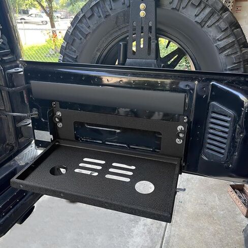 KUAFU Tailgate Table Rear Door Foldable Shelf Compatible with 2007-2024 Jeep Wrangler JK JKU Drop Down Cargo Storage Shelf Luggage Holder Carrier Outdoor Camping Storage Rack Accessories in Saudi Arabia
