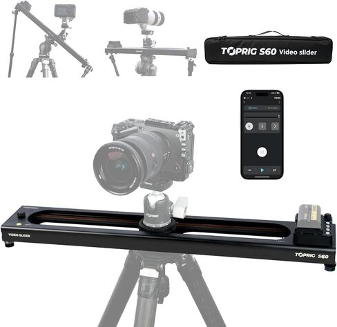 Accsoon Toprig S60 Motorized Camera Slider Camera Dolly Rail Slider Button/APP Control, Speed Adjust/Time-Lapse/120° Panoramic/Loop Mode, Compatible with Gopro DSLR Phone for Photography (24inch) in Saudi Arabia