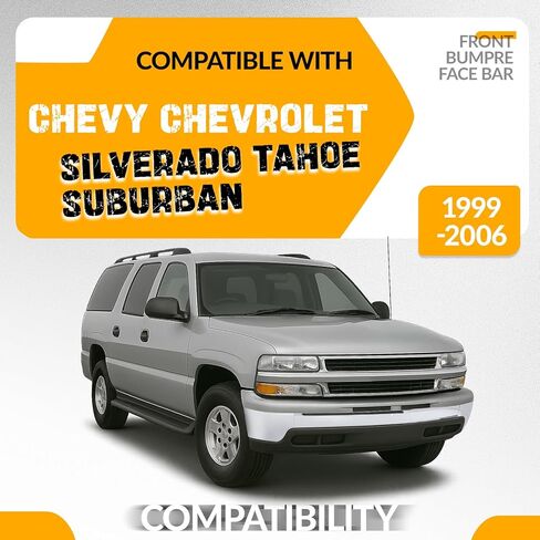 شريط وجه المصد الأمامي من KUAFU متوافق مع 1999-2006 Chevy/Chevrolet Silverado 1500/1500 HD/2500/2500 HD/3500، Suburban 1500/2500، استبدال Tahoe لـ 12335826-PFM GM1002375 in Saudi Arabia