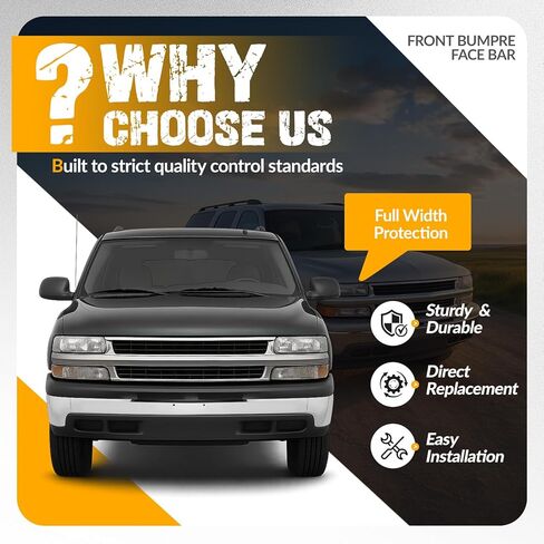 شريط وجه المصد الأمامي من KUAFU متوافق مع 1999-2006 Chevy/Chevrolet Silverado 1500/1500 HD/2500/2500 HD/3500، Suburban 1500/2500، استبدال Tahoe لـ 12335826-PFM GM1002375 in Saudi Arabia
