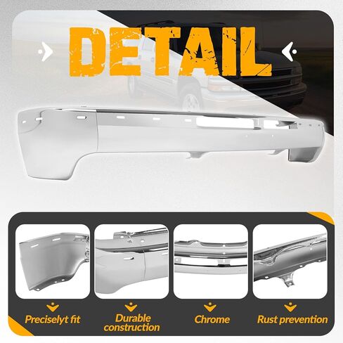 شريط وجه المصد الأمامي من KUAFU متوافق مع 1999-2006 Chevy/Chevrolet Silverado 1500/1500 HD/2500/2500 HD/3500، Suburban 1500/2500، استبدال Tahoe لـ 12335826-PFM GM1002375 in Saudi Arabia
