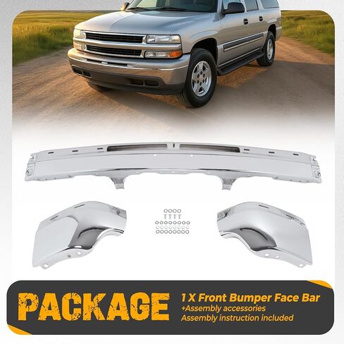 شريط وجه المصد الأمامي من KUAFU متوافق مع 1999-2006 Chevy/Chevrolet Silverado 1500/1500 HD/2500/2500 HD/3500، Suburban 1500/2500، استبدال Tahoe لـ 12335826-PFM GM1002375 in Saudi Arabia
