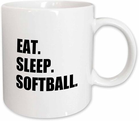 3dRose Eat Sleep Softball-Team Sport Enthusiast Play Player Text Two Tone Mug, 11 oz, Black in Saudi Arabia