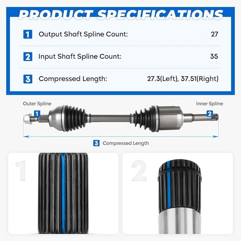 TadaMark 2PCs Front CV Axle Shaft Assembly Fit for Ford Escape 2.5L 2.5 2013-2016 L4 (Only fit for S and SE model) FWD, Left Driver and Right Passenger Side, for 66-2362, 60-2284 in Saudi Arabia