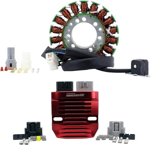 بديل RMSTATOR لمجموعة الجزء الثابت + منظم Mosfet من الألومنيوم الأحمر لـ Triumph Street Triple 675 2008-2017 | ستريت تريبل 675 آر 2008-2017 2019 2020 | استبدال OEM # T1300039 T1300470 T1300675 in Kuwait