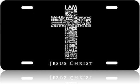 IAM Son of GOD JESUSCHRIST.لوحة ترخيص أمامية من الألومنيوم، لوحات ترخيص مزخرفة، لوحة سيارة معدنية مضحكة، مقاس 6 بوصات × 12 بوصة، غطاء علامة زينة مبتكرة مع 4 فتحات لديكور السيارة (153013) in Kuwait