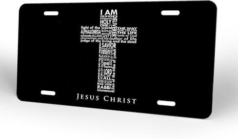IAM Son of GOD JESUSCHRIST.لوحة ترخيص أمامية من الألومنيوم، لوحات ترخيص مزخرفة، لوحة سيارة معدنية مضحكة، مقاس 6 بوصات × 12 بوصة، غطاء علامة زينة مبتكرة مع 4 فتحات لديكور السيارة (153013) in Kuwait