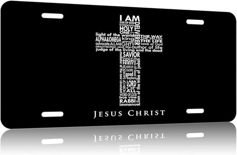 IAM Son of GOD JESUSCHRIST.لوحة ترخيص أمامية من الألومنيوم، لوحات ترخيص مزخرفة، لوحة سيارة معدنية مضحكة، مقاس 6 بوصات × 12 بوصة، غطاء علامة زينة مبتكرة مع 4 فتحات لديكور السيارة (153013) in Kuwait