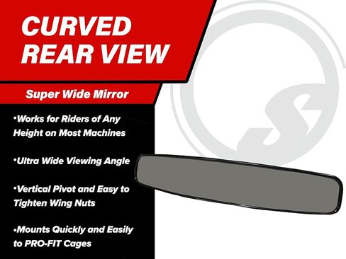 SuperATV 17" Curved Polaris Ranger Rear View Mirror (See Fitment) | Bolt-On Brackets | Measures 17" x 3" | Perfect for Work or Play | UTV Rear View Mirror Made of Aluminum | USA Made | in Saudi Arabia