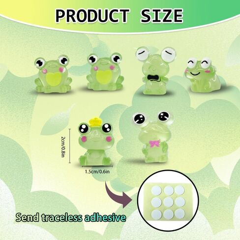 6PCS Luminous Frog Car Dashboard Decor, Frogs Car Accessories, Cute Frog Auto Accessory Adorable Frogs Figurines, Rear View Mirror & Dashboard Decorations Fit Women Men (Luminous Frog) in Saudi Arabia