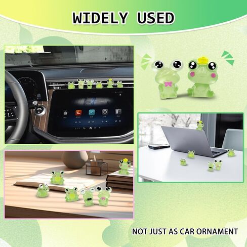 6PCS Luminous Frog Car Dashboard Decor, Frogs Car Accessories, Cute Frog Auto Accessory Adorable Frogs Figurines, Rear View Mirror & Dashboard Decorations Fit Women Men (Luminous Frog) in Saudi Arabia