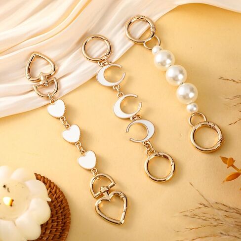 9 Pcs Bag Charms Set Gold Pearl Purse Chain Purse Keychain Adjustable Replacement Bag Extender Chain with Safety Pin for Women Cross-body Handbags Tote Shoulder Bags Strap Accessories in Saudi Arabia
