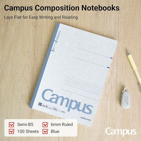 دفتر KOKUYO Campus، مقاس 7 مم، شبه B5، 100 ورقة، 30 سطرًا، وردي، عبوة من 5 قطع، مستورد من اليابان (NO-10AN) in Saudi Arabia
