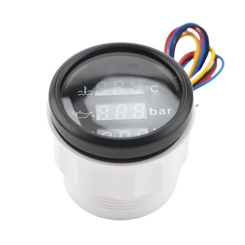 3 in 1 Instrument Sensor Kit, Engine Coolant Temperature Oil Pressure Meter Battery Voltmeter, Professional Triple Gauge Set for Car Boat 52mm Digital Display Backlight (Black Dial Silver in Saudi Arabia