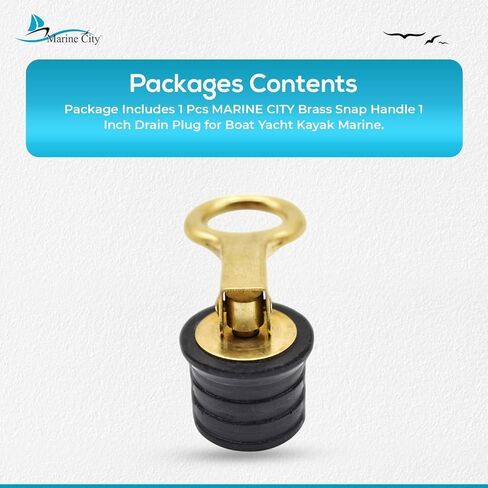 MARINE CITY النحاس المفاجئة مقبض استنزاف المكونات سهلة الاستخدام دائم قوي ومتين النهاية الجميلة مع تصميم مبتكر 1 بوصة استنزاف المكونات للقوارب واليخوت قوارب الكاياك البحرية (حزمة من 1) in Kuwait
