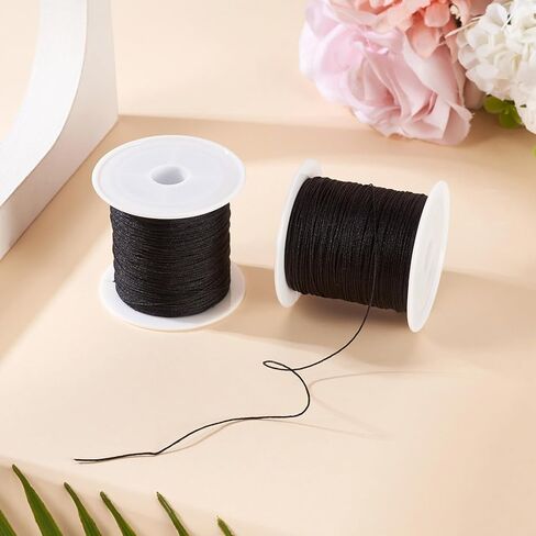 2 Rolls 0.8mm Nylon String Beading Thread Black Chinese Knotting Macrame Cord String for Macrame Friendship Bracelets Christmas Ornament in Saudi Arabia