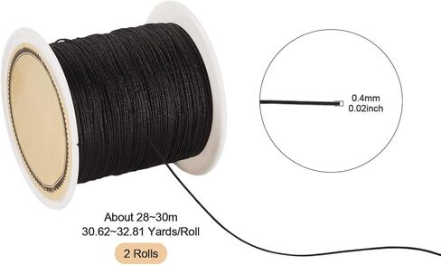 2 Rolls 0.8mm Nylon String Beading Thread Black Chinese Knotting Macrame Cord String for Macrame Friendship Bracelets Christmas Ornament in Saudi Arabia