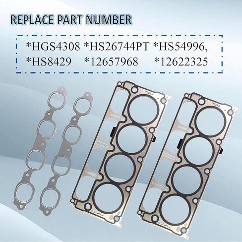 HGS4308 مجموعة حشية رأس الأسطوانة لـ 2014-2020 شيفروليه سيلفرادو 1500، سوبربان، تاهو، لجي إم سي سييرا 1500 وليمتد، يوكون، يوكون XL، 5.3 لتر V8 OHV يستنشق بشكل طبيعي L83، HS54996 HS26744PT in Kuwait