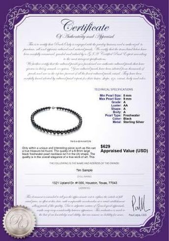 Kaitlyn Black 8-9mm A Quality Freshwater 925 Sterling Silver Cultured Pearl Necklace For Women in Saudi Arabia