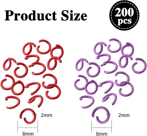 200 Pcs 8mm Open Jump Rings Carbon Steel Colorful O-Ring Connectors for Jewelry Making and Necklace Repairing(Red) in Saudi Arabia